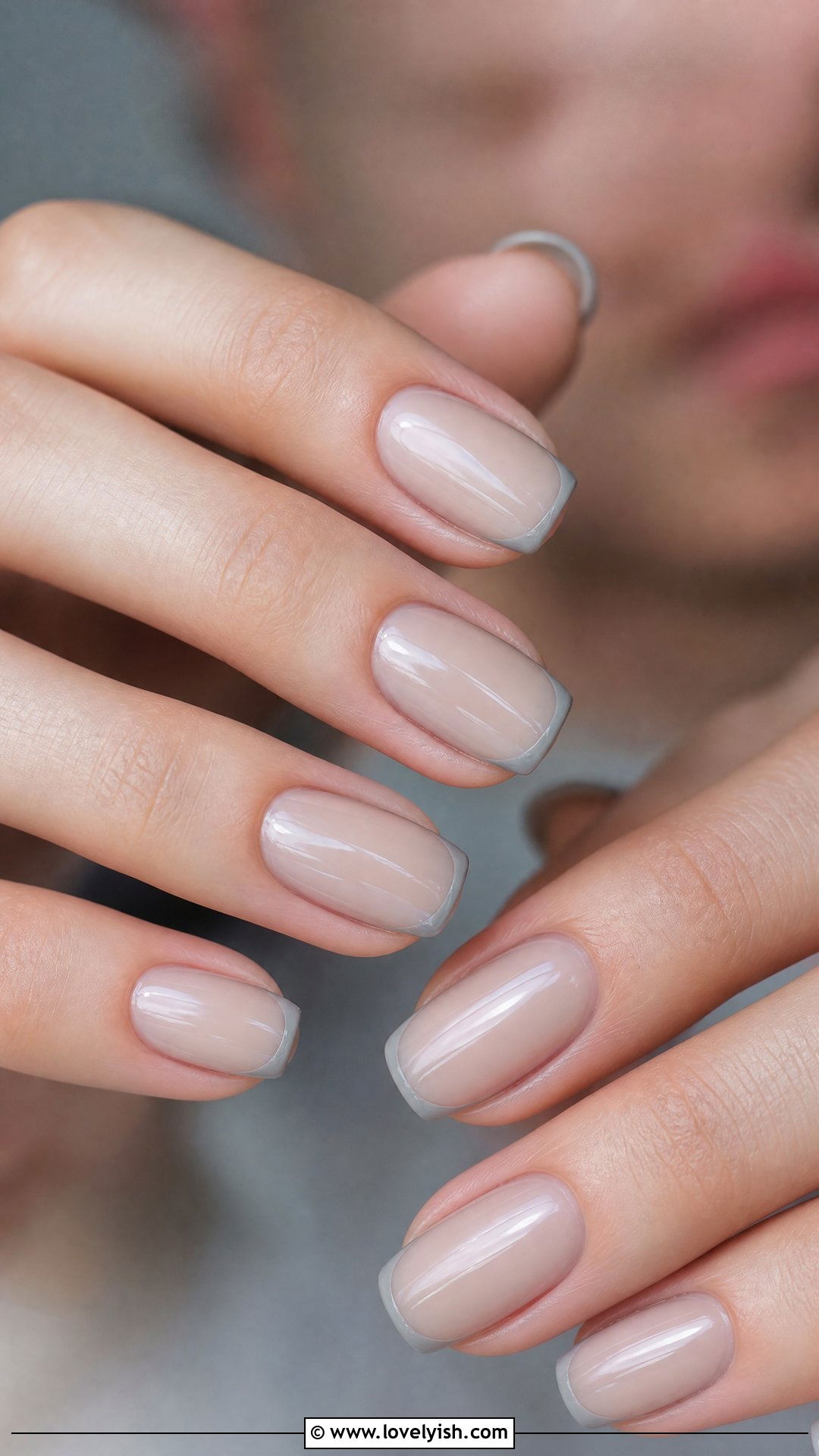 Cool Toned Gray French Tips - 50 minimalist french tips - 50 minimalist french tips