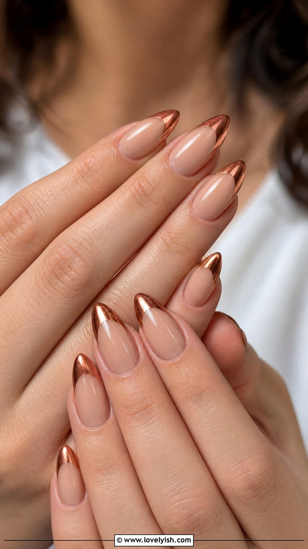 Copper Chrome French Tip Nails - 50 chrome french tip nails - 50 chrome french tip nails