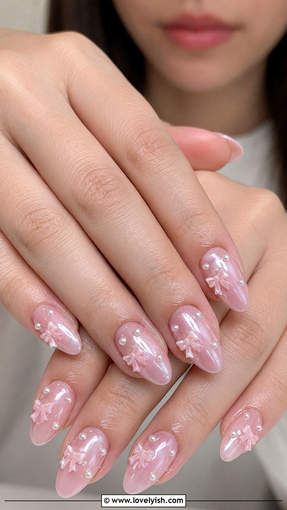 Coquette Bow Nails With Pearls - 25 trendy nail designs - 25 trendy nail designs