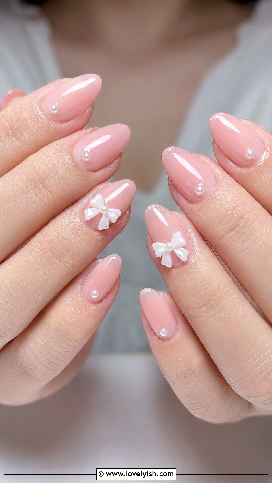 Coquette Bow Pink Nails - 40 nail design template - 40 nail design template