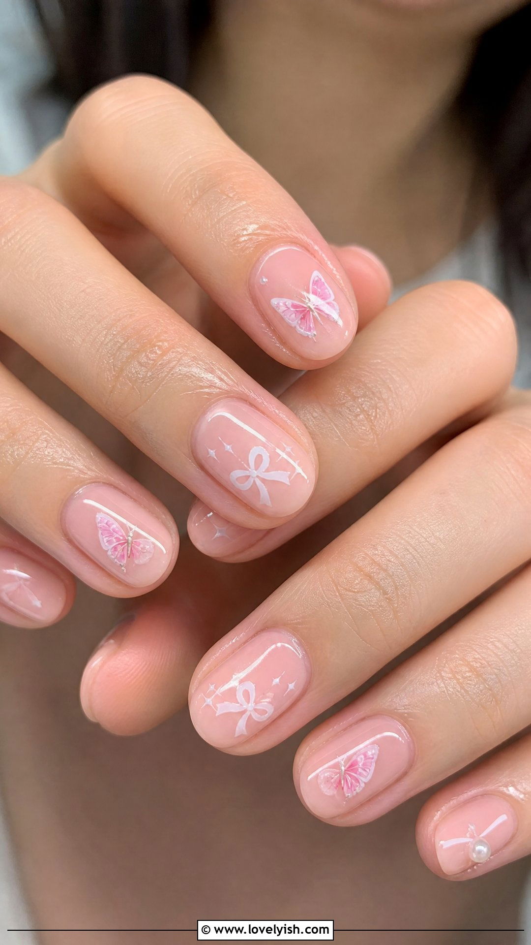 Coquette Bow and Butterfly Nails - 25 butterfly nail design ideas - 25 butterfly nail design ideas