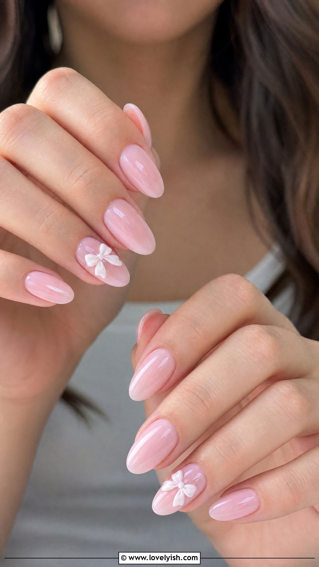 Coquette Pink Bow Almond Nails - 25 almond nail designs - 25 almond nail designs