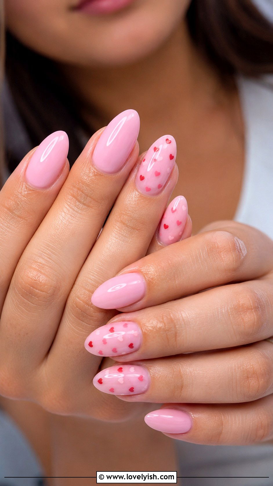 Coquette Pink Heart Nails - 46 nail inspo - 46 nail inspo