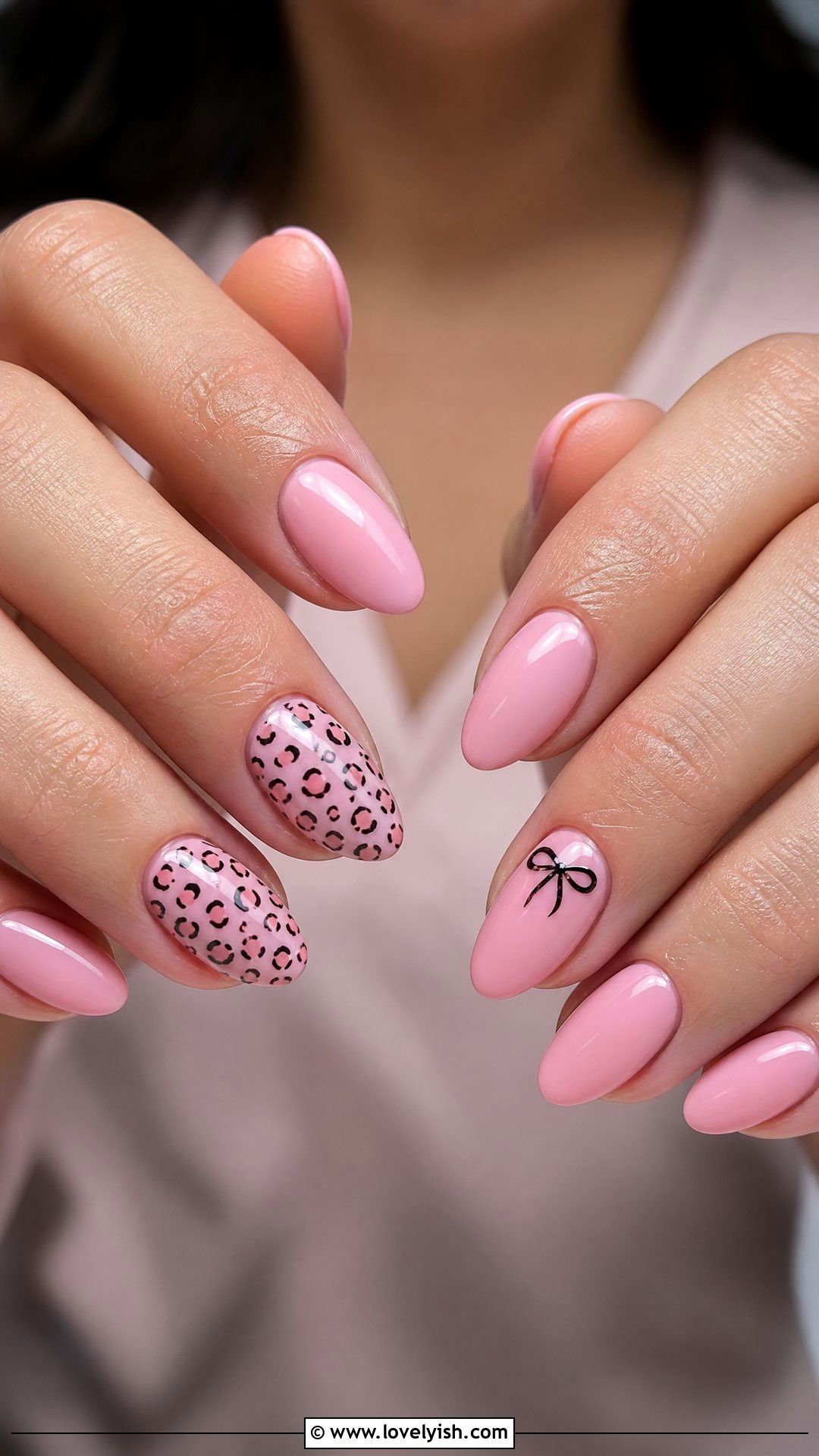 Coquette Pink Leopard Bow Nails - 50 leopard print nails - 50 leopard print nails
