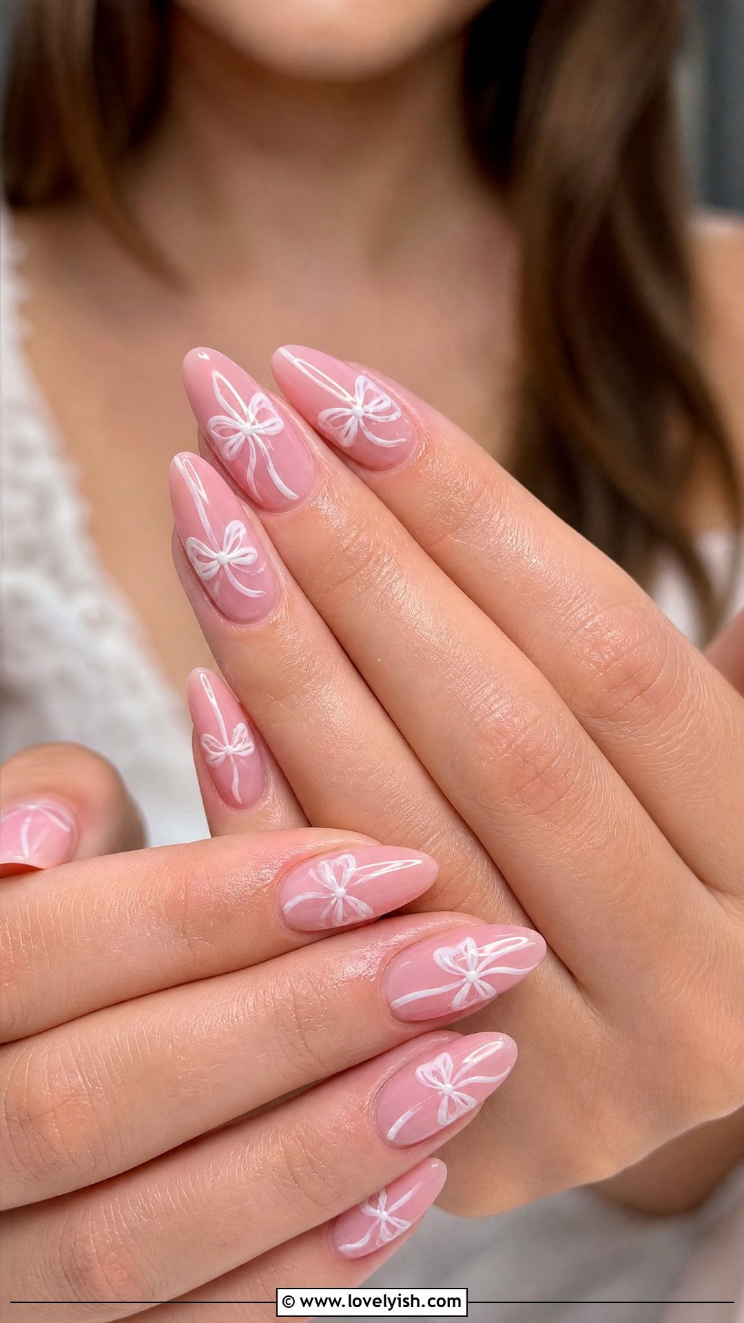 Coquette Ribbon Bow Bridal Nails - 50 bridal nails - 50 bridal nails