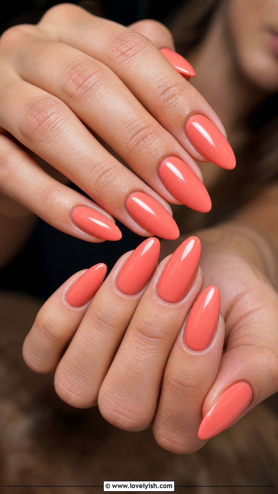 Coral Almond Nails - 50 simple spring nail designs - 50 simple spring nail designs