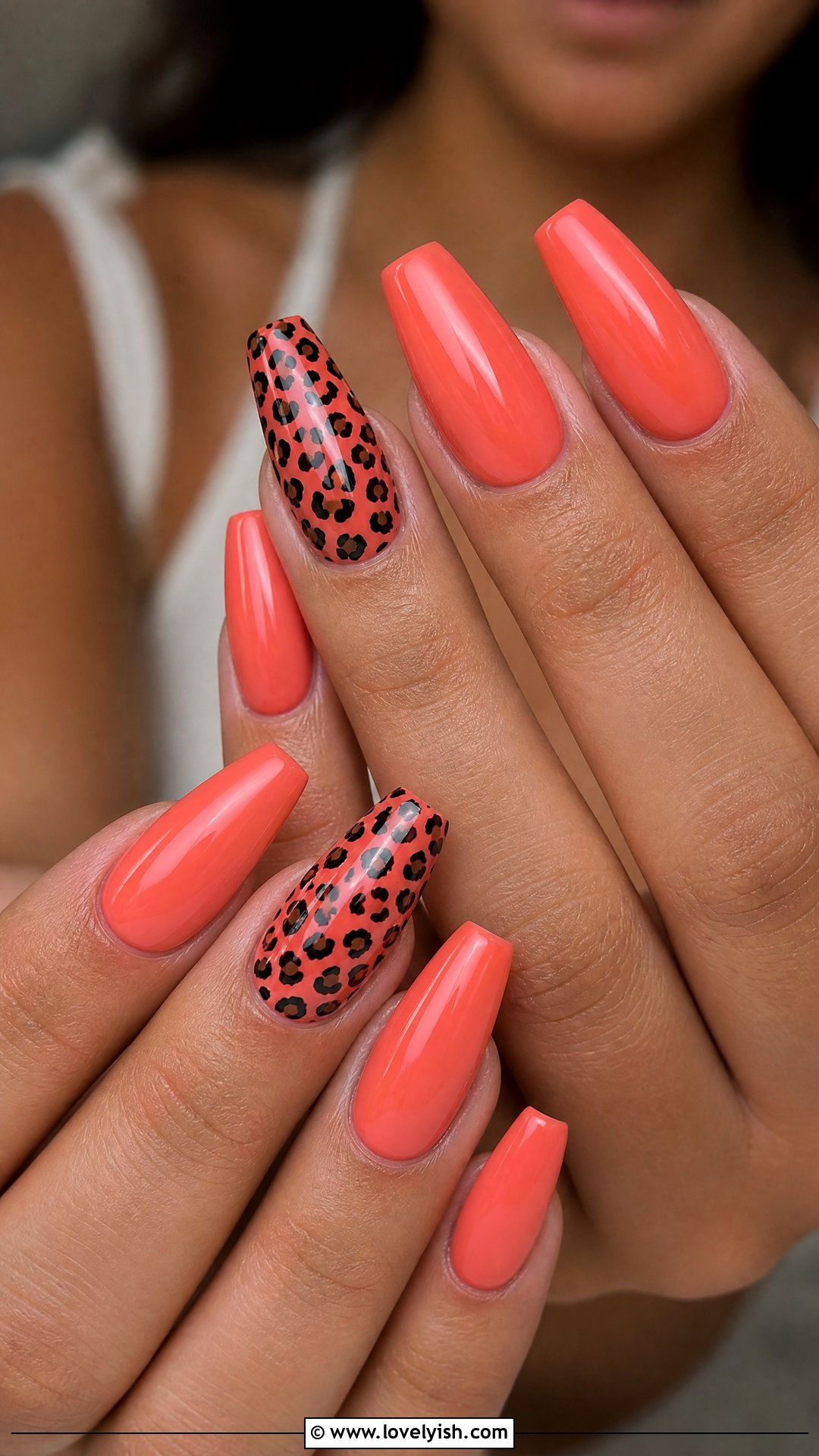 Coral Animal Print Nails - 50 coral nail designs - 50 coral nail designs