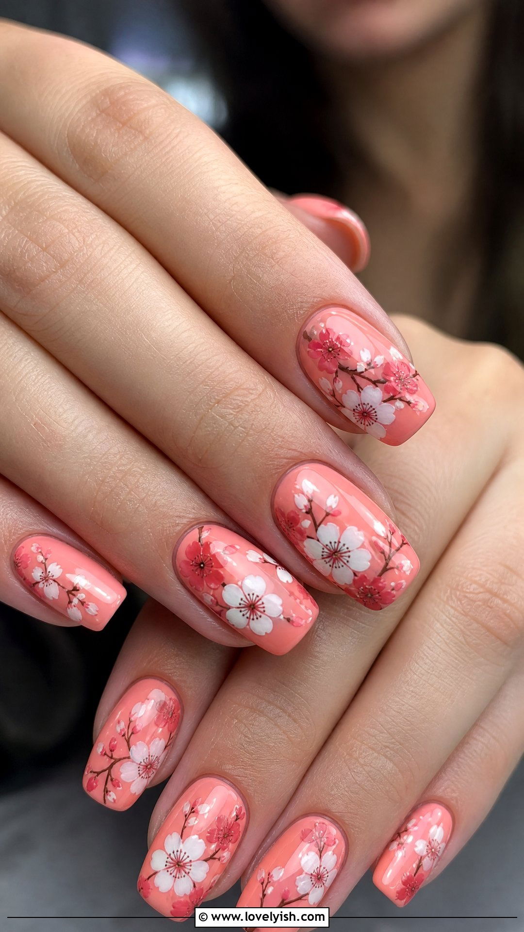 Coral Cherry Blossom Nails - 50 cherry blossom nails - 50 cherry blossom nails