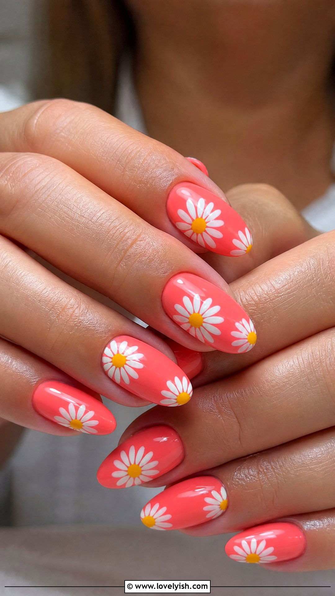Coral Daisy Nails - 50 daisy nails - 50 daisy nails