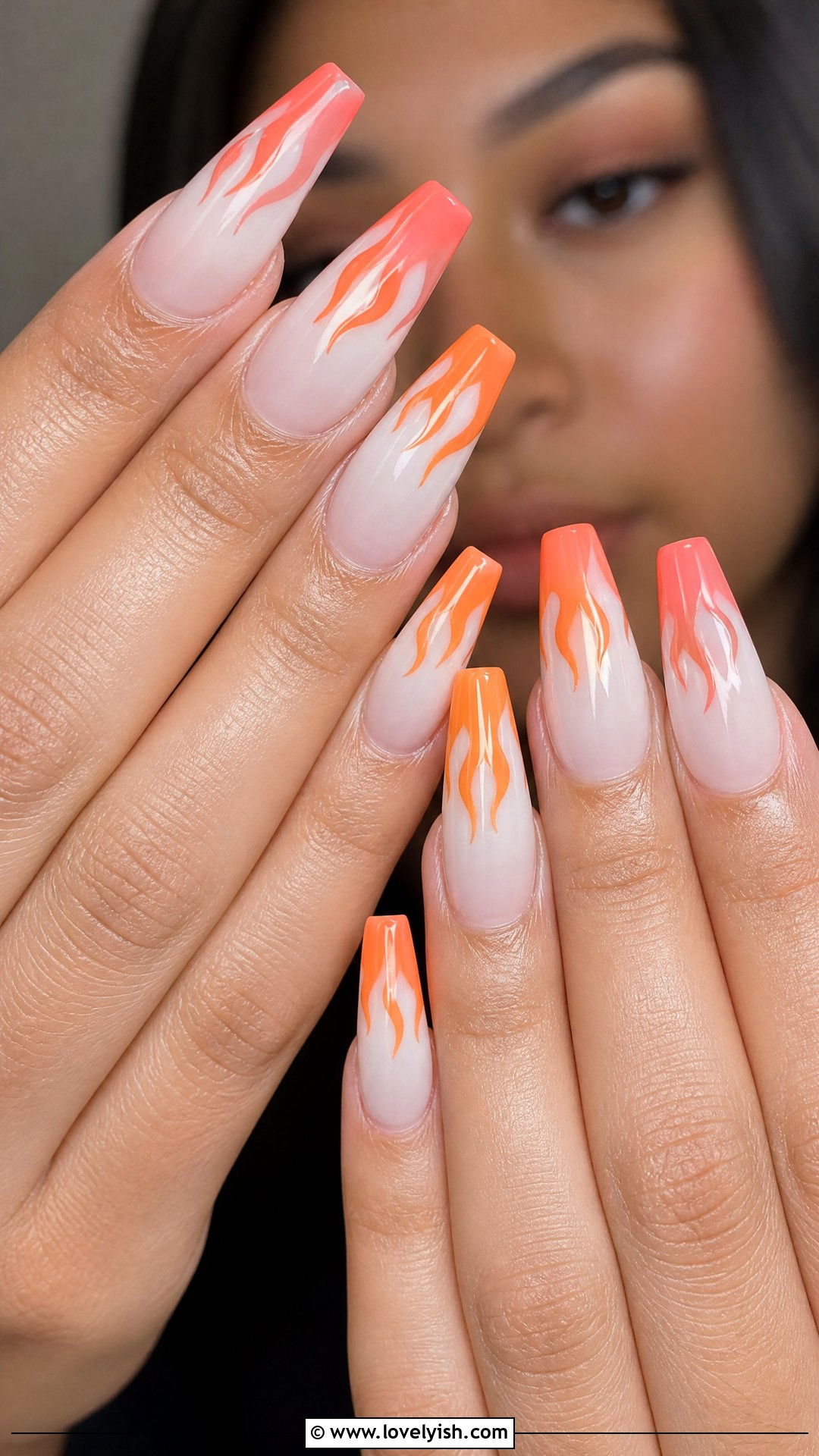 Coral Flame Tip Nails - 50 coral nail designs - 50 coral nail designs