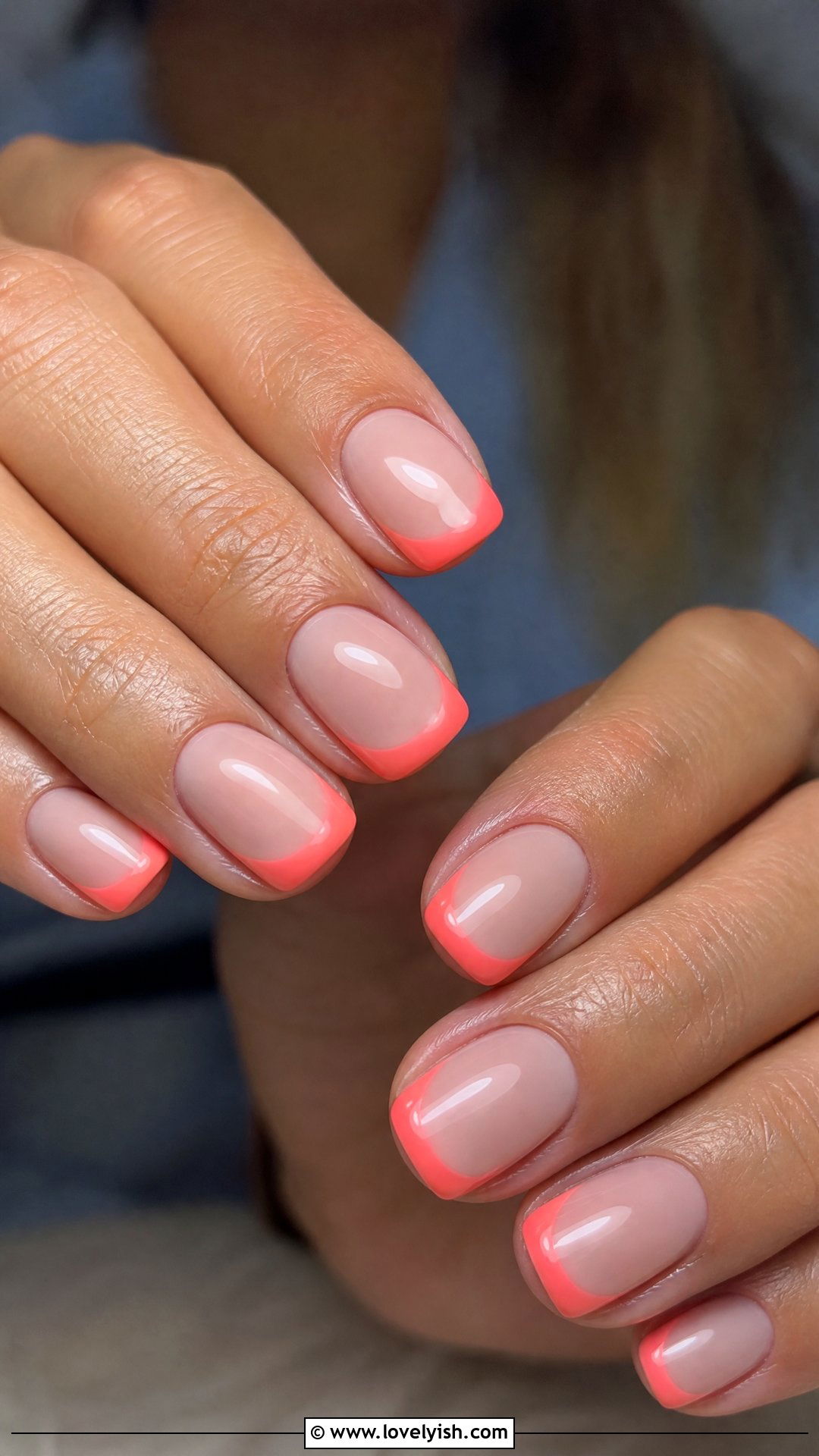 Coral French Tip - 50 french manicure - 50 french manicure