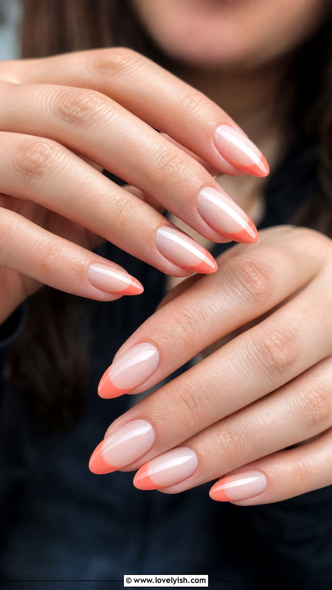 Coral French Tip Nails - 50 simple spring nail designs - 50 simple spring nail designs