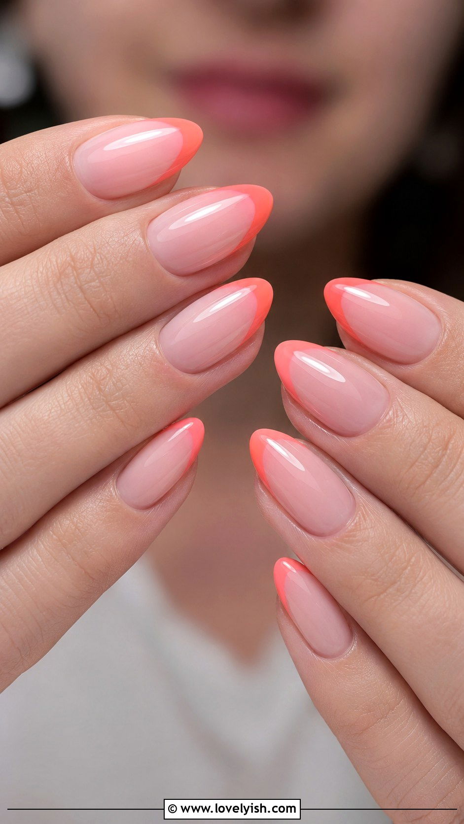 Coral French Tip Nails - 50 may nails - 50 may nails