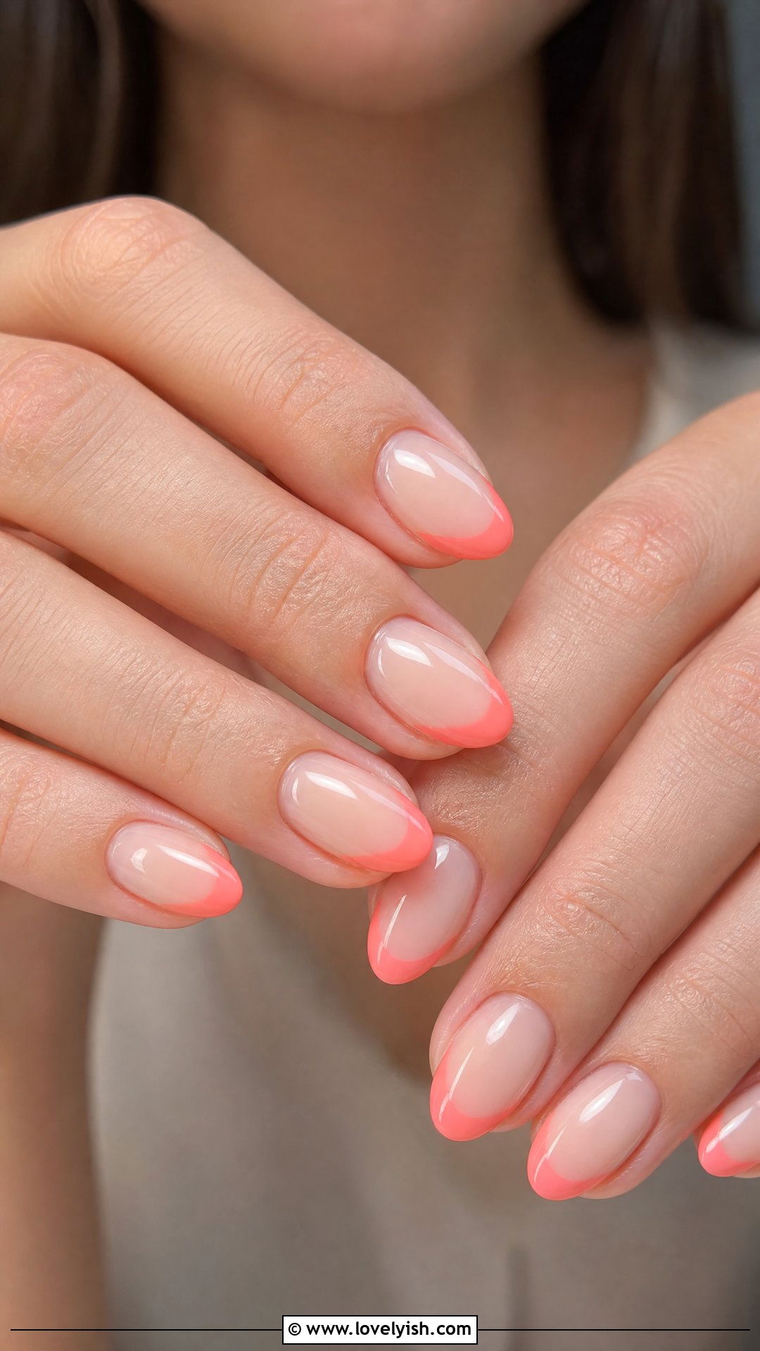 Coral French Tip Short Nails - 50 short french tip nails - 50 short french tip nails