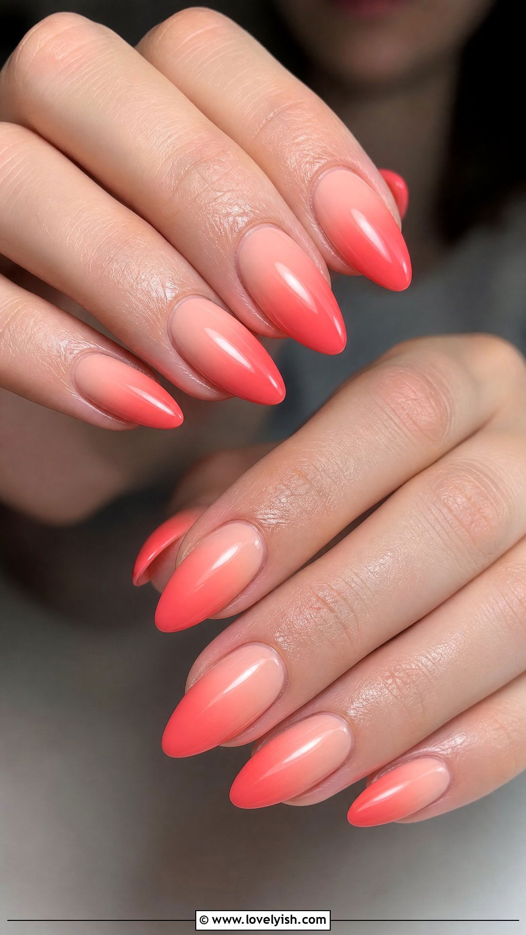Coral Gradient Ombre Nails - 50 coral nail designs - 50 coral nail designs