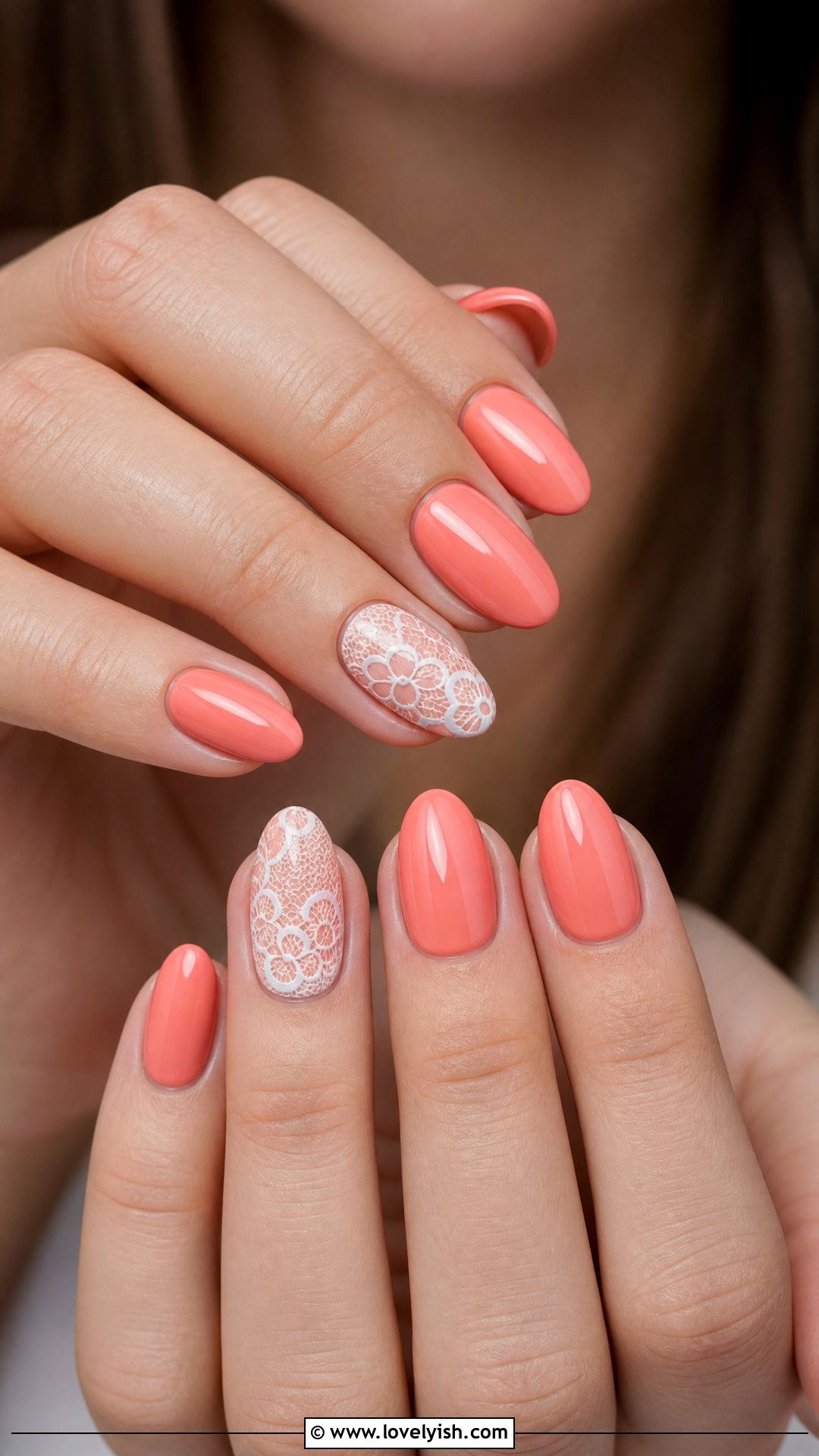 Coral Lace Nails - 50 coral nail designs - 50 coral nail designs