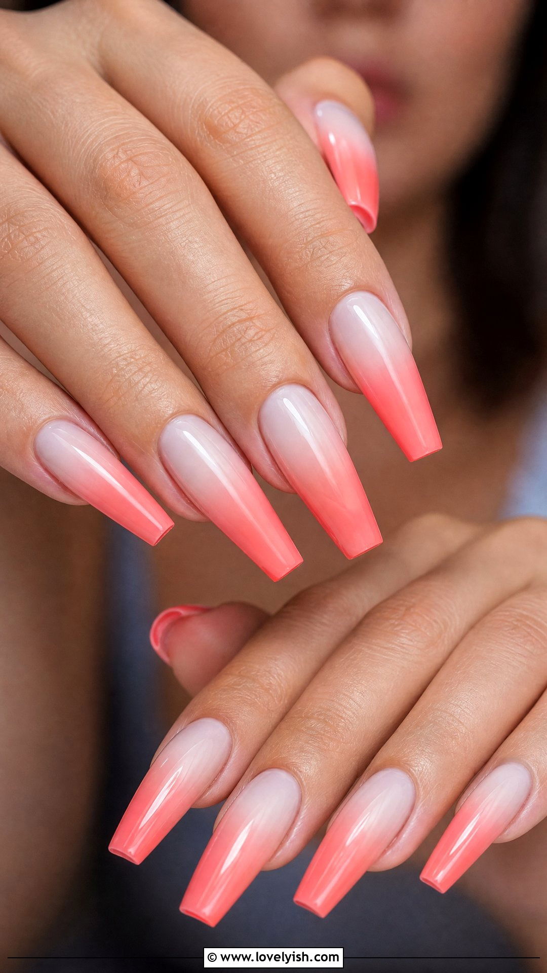 Coral Ombre Nails - 50 cute summer nail designs - 50 cute summer nail designs