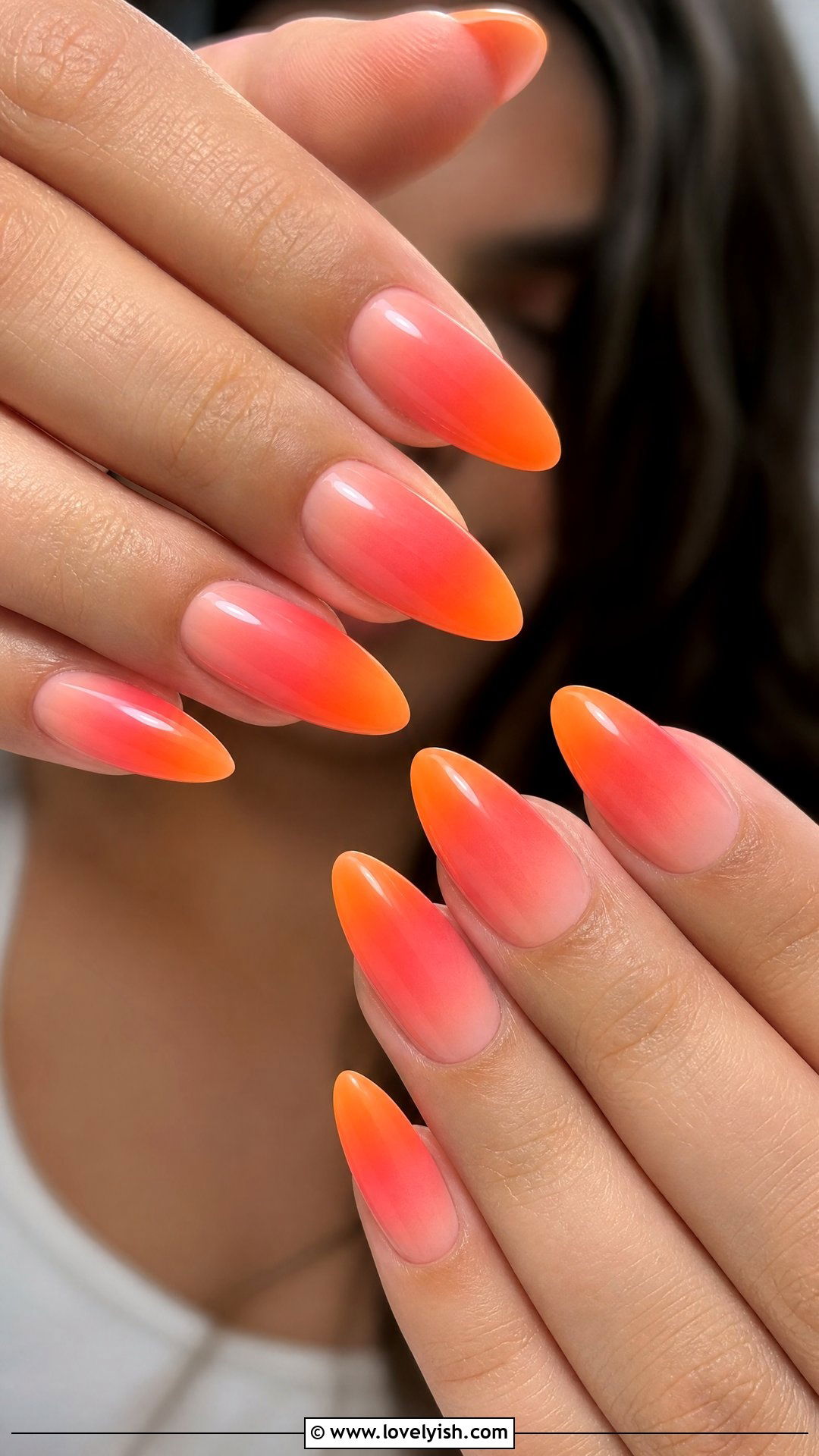 Coral Ombre Sunset Nails - 50 coral nail designs - 50 coral nail designs