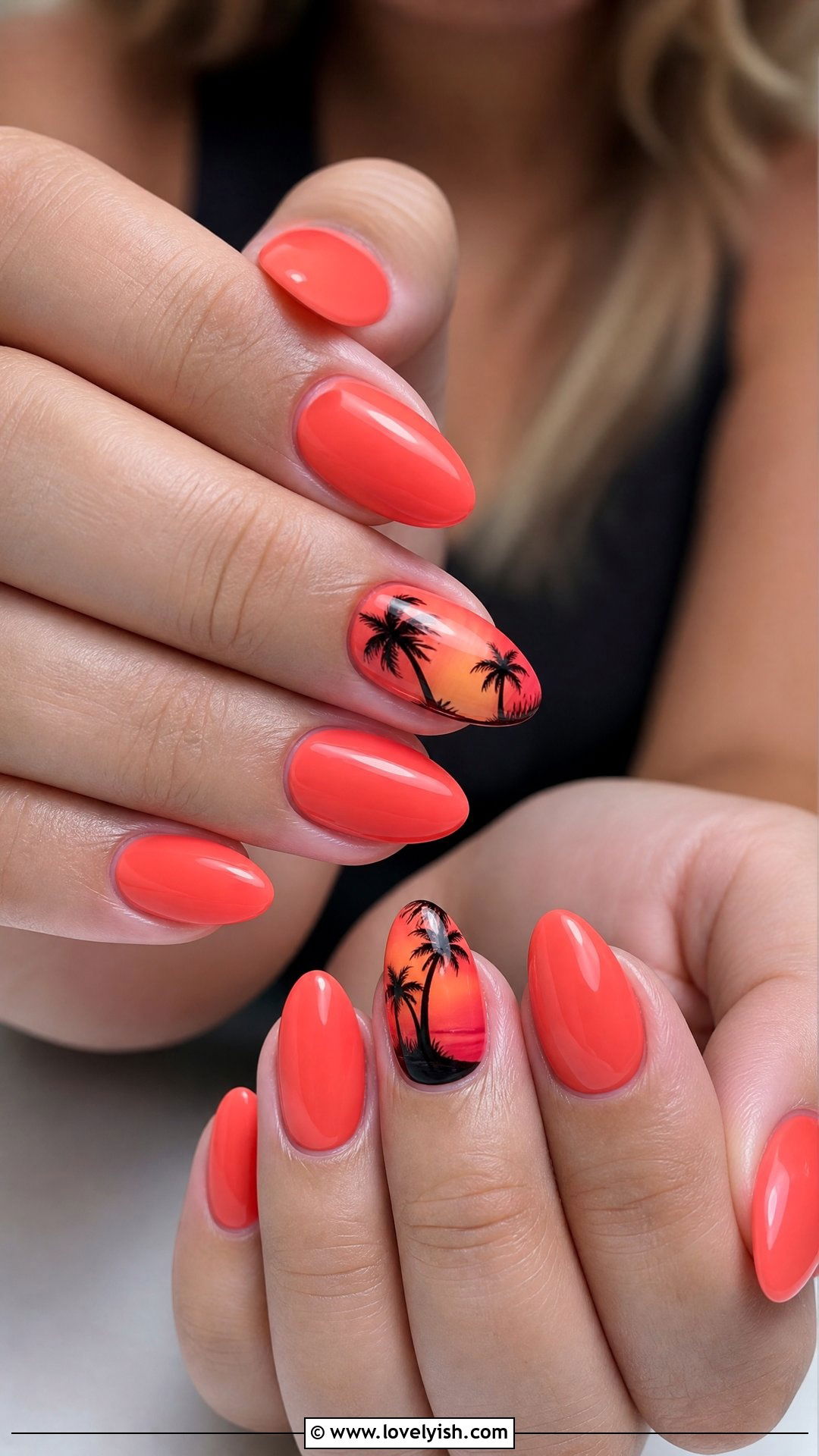 Coral Palm Tree Nails - 50 coral nail designs - 50 coral nail designs