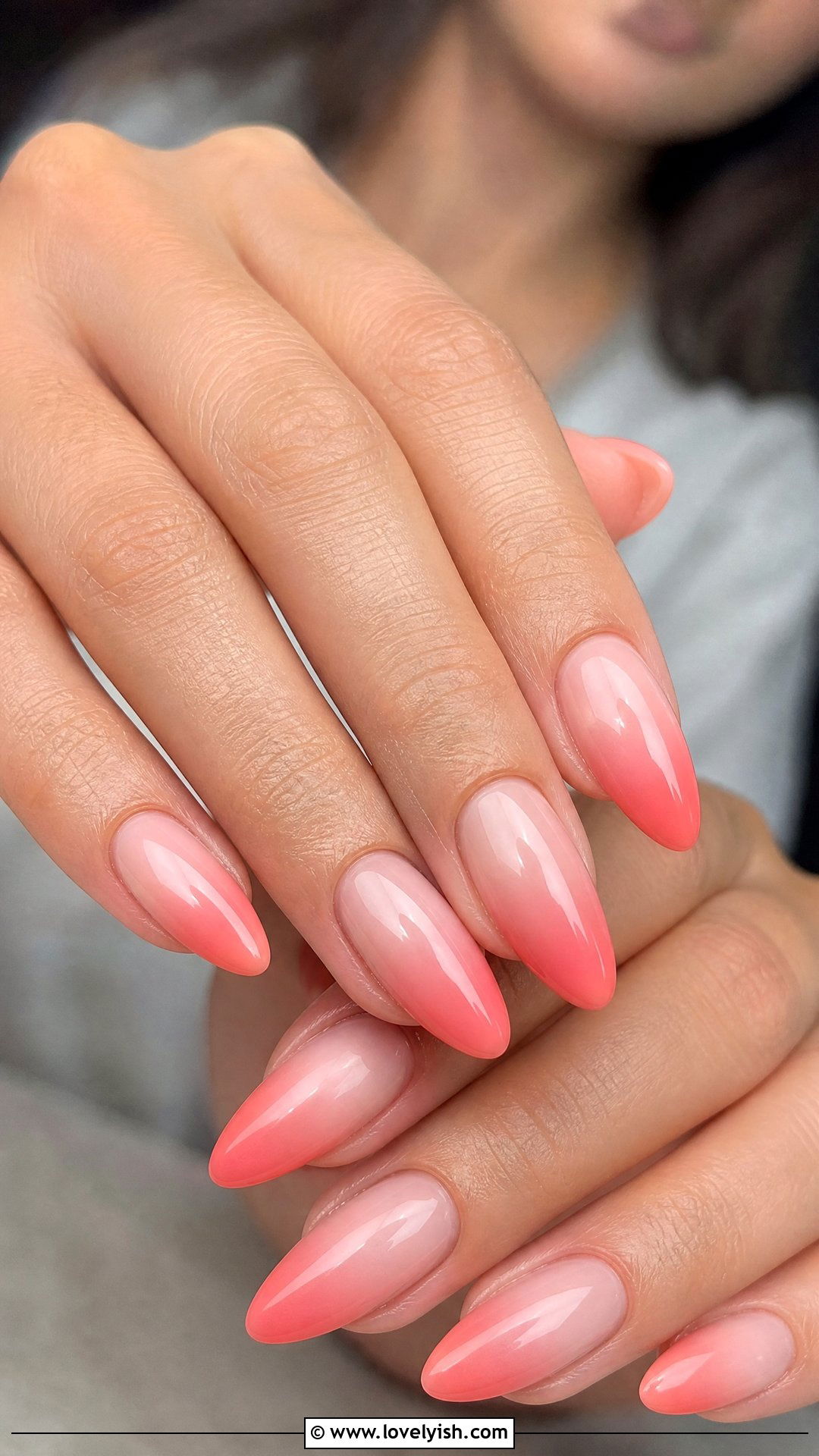Coral Pink French Ombre Nails - 44 nails design - 44 nails design