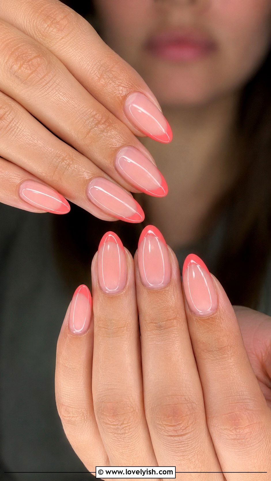 Coral Pink French Tip Nails - 34 nail design for summer - 34 nail design for summer