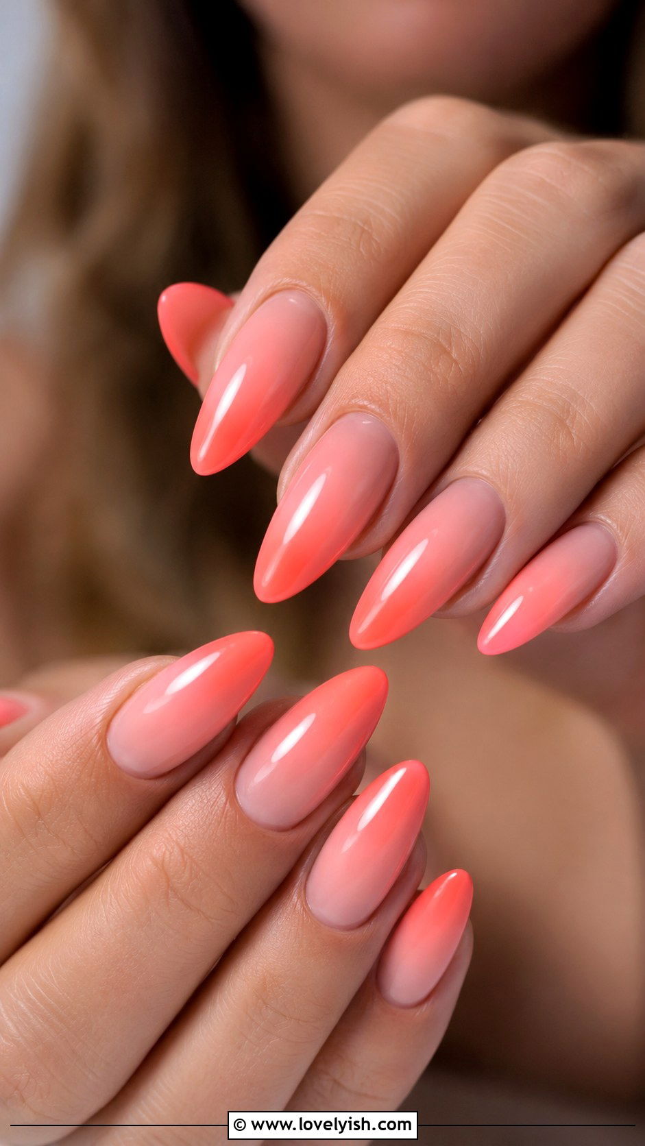 Coral Pink Ombre Nail Design - 45 cute nail designs - 45 cute nail designs