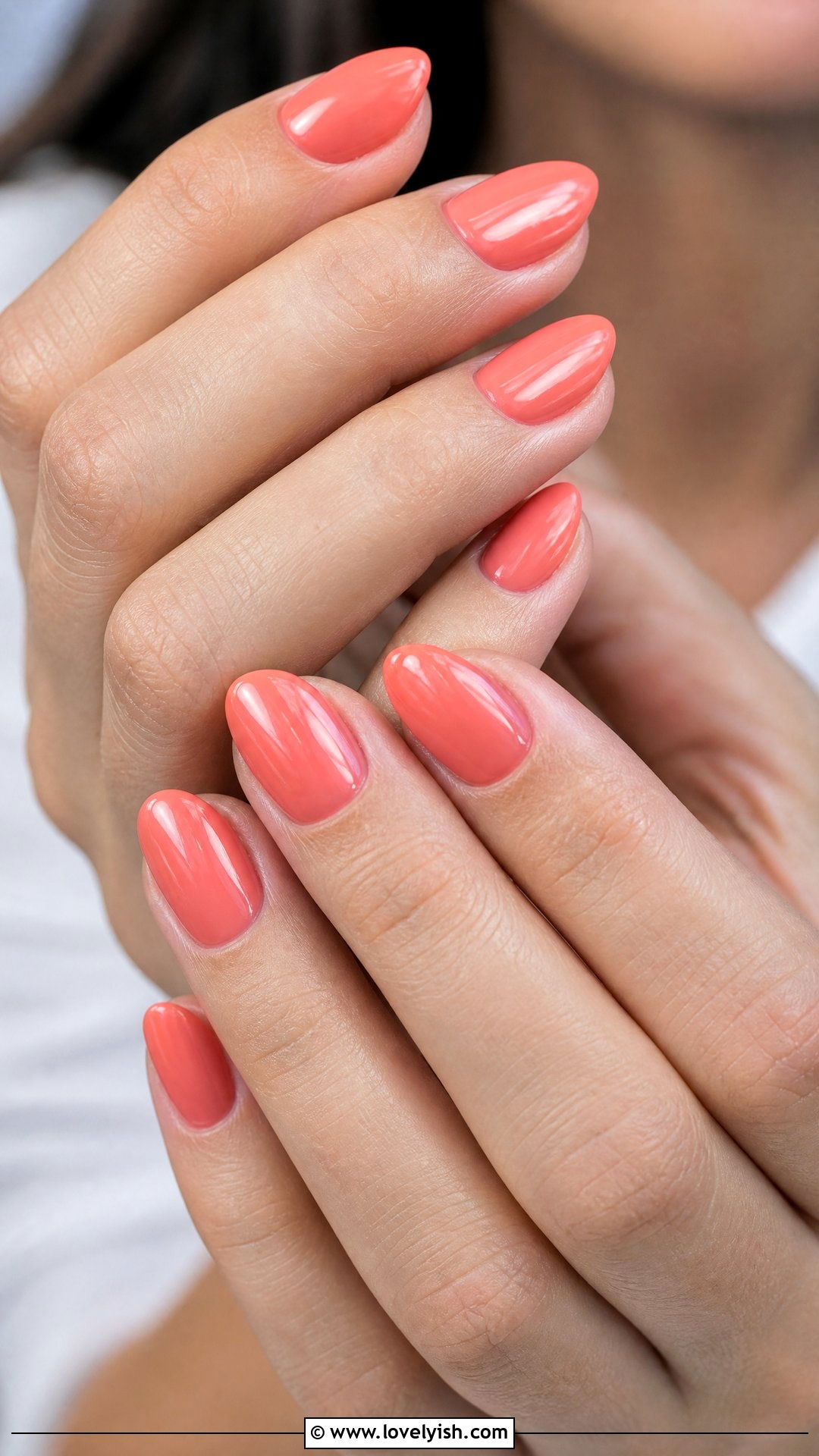 Coral Pink Short Almond Nails - 50 short almond nails - 50 short almond nails