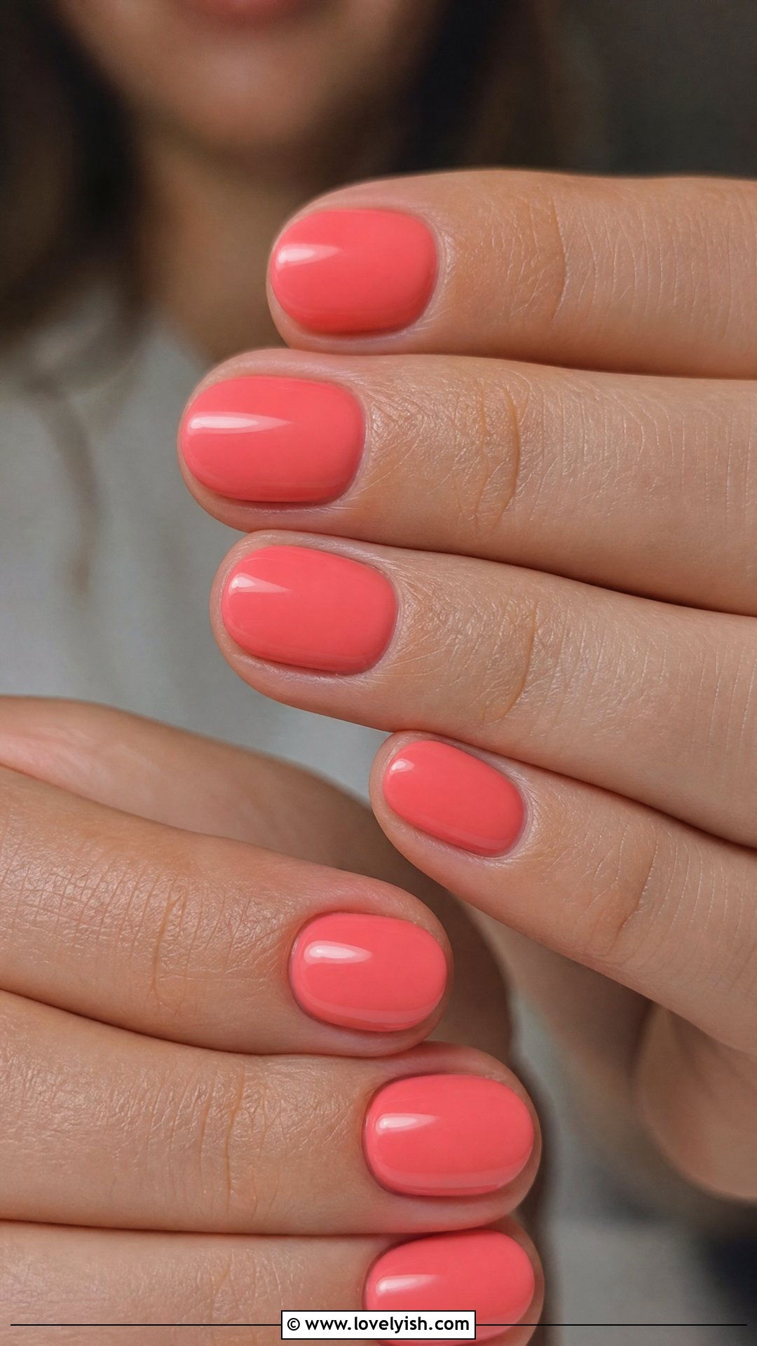 Coral Pink Short Oval Nails - 50 short oval nails - 50 short oval nails