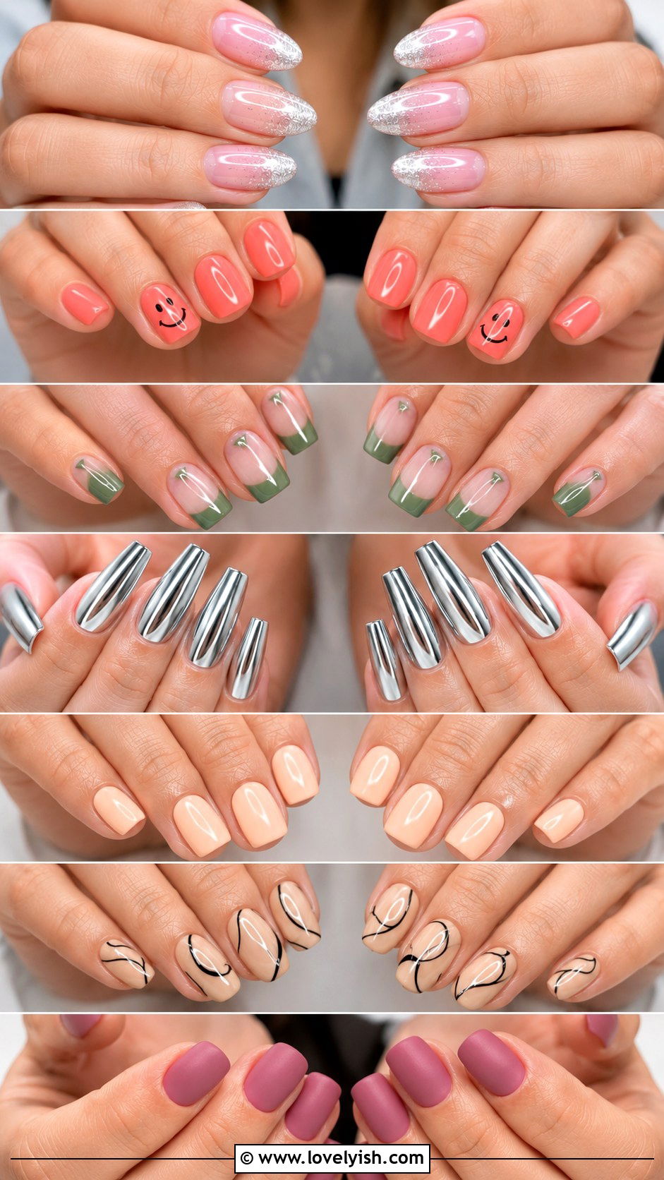 Coral Pink Smiley Face Nails - 46 easy nail designs - 46 easy nail designs