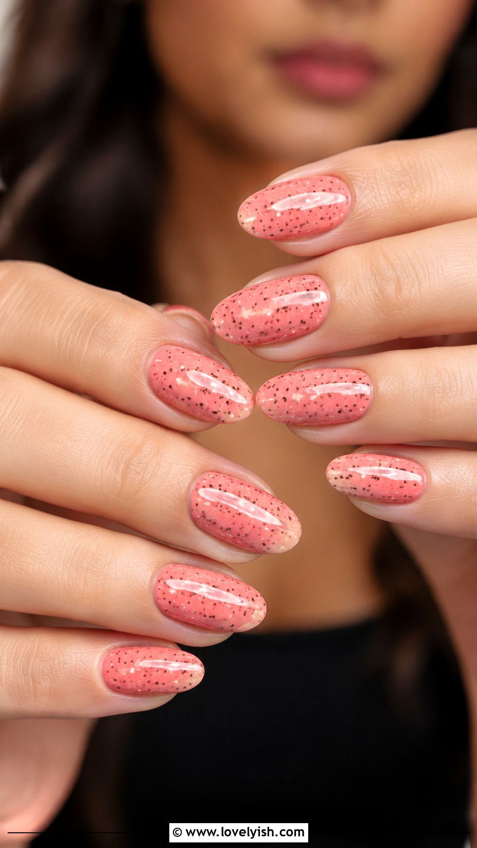 Coral Pink Speckle Nails - 25 easter nails design ideas - 25 easter nails design ideas