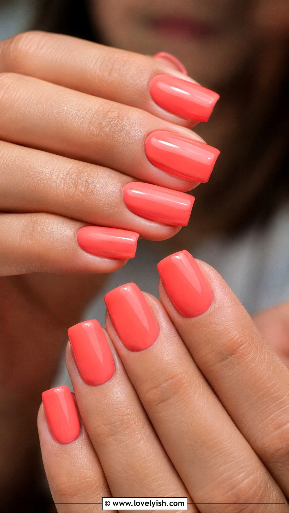 Coral Pink Square Nails - 50 pretty nails - 50 pretty nails