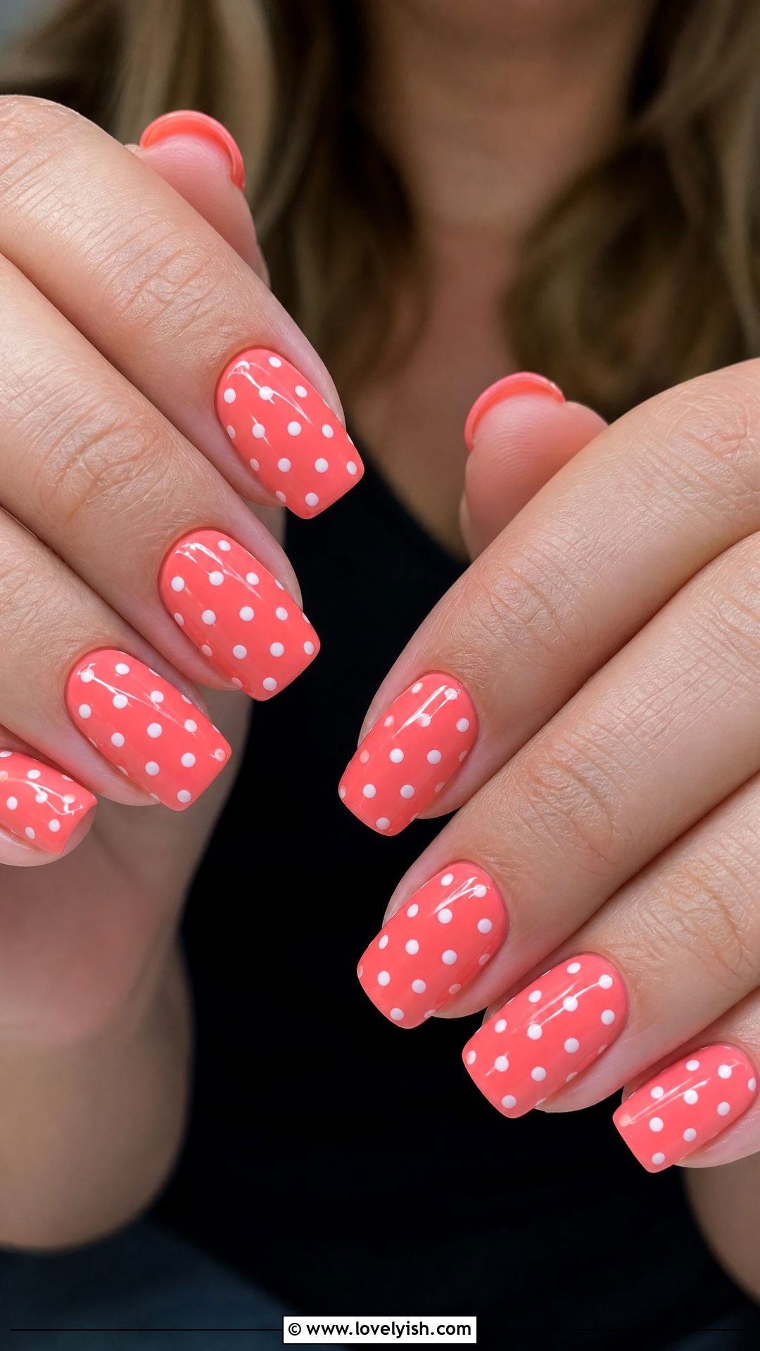 Coral Polka Dot Nails - 50 coral nail designs - 50 coral nail designs