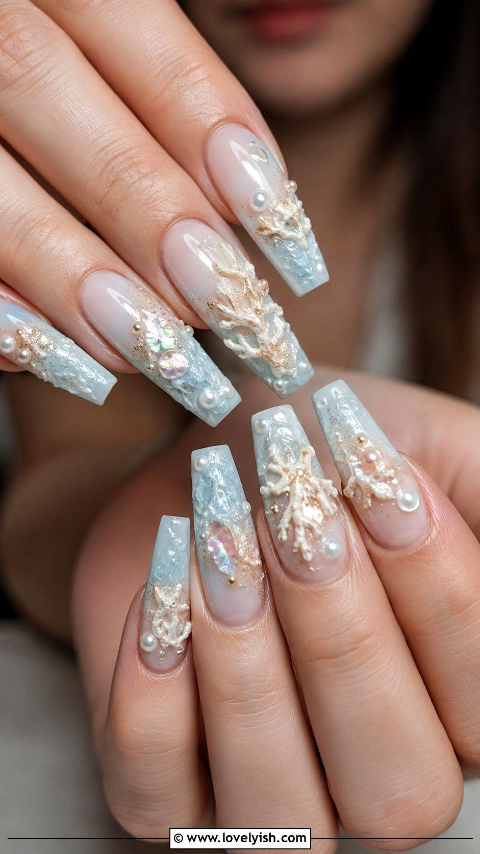 Coral Reef 3D Nails - 34 nail design for summer - 34 nail design for summer
