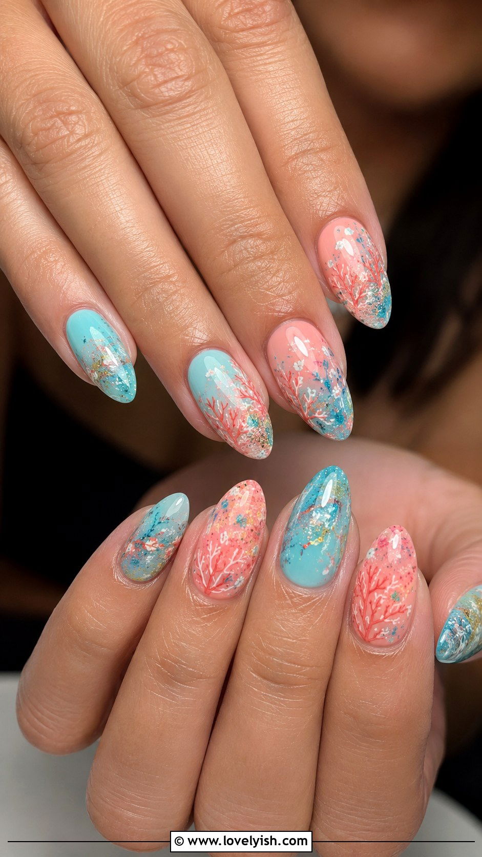 Coral Reef Ocean Nails - 50 ocean nails - 50 ocean nails