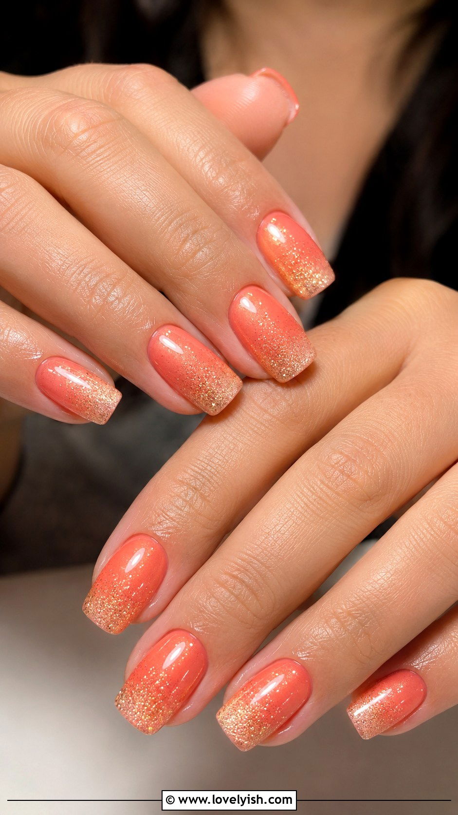 Coral Sparkle Birthday Nails - 50 birthday nails - 50 birthday nails