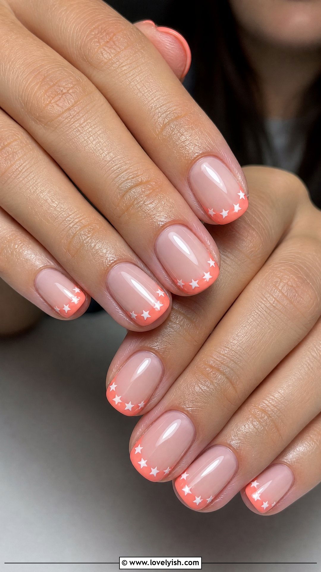 Coral Star French Nails - 50 star nails - 50 star nails