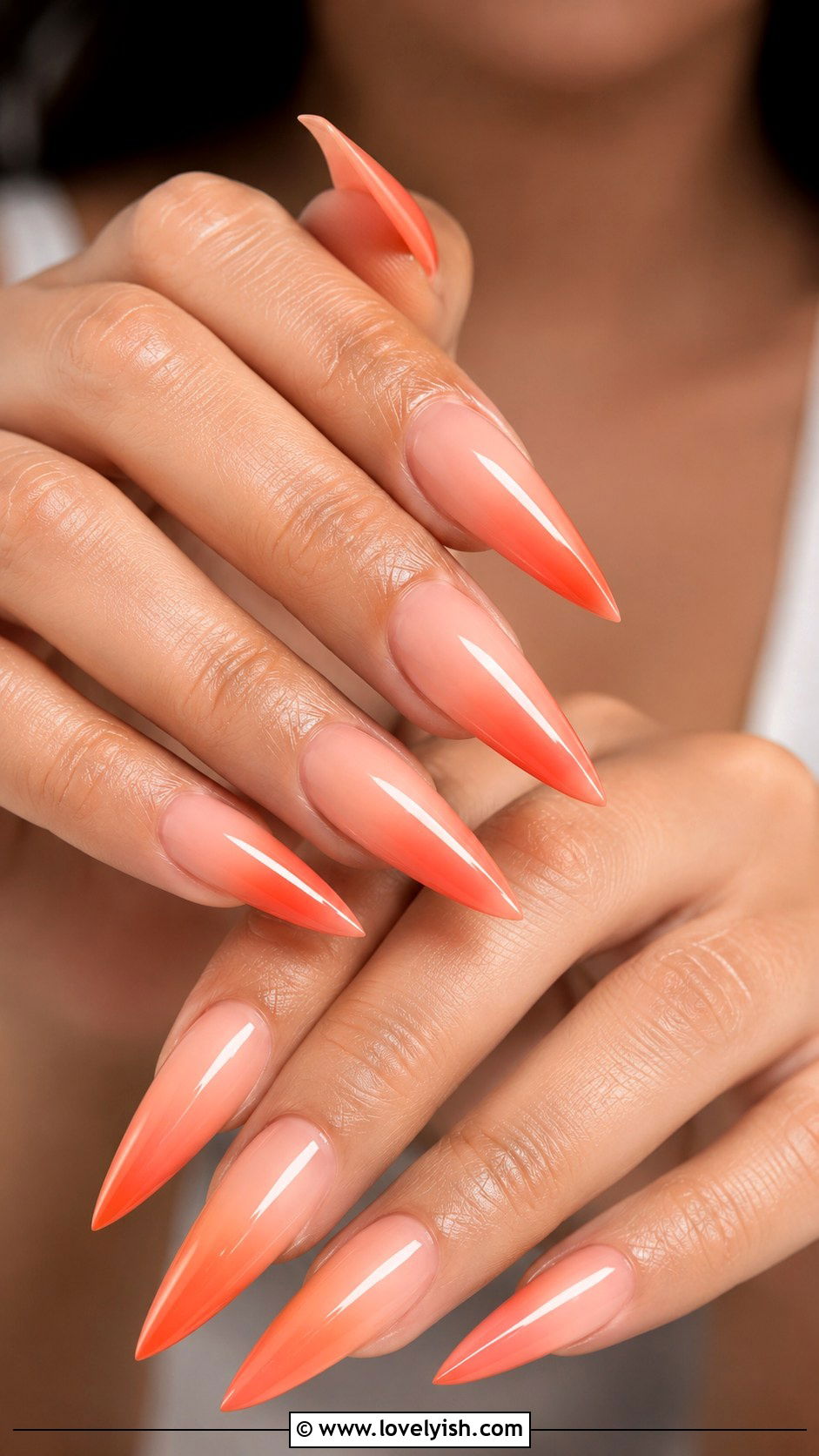 Coral Sunset Ombre Acrylic Nails - 42 acrylic nail designs - 42 acrylic nail designs