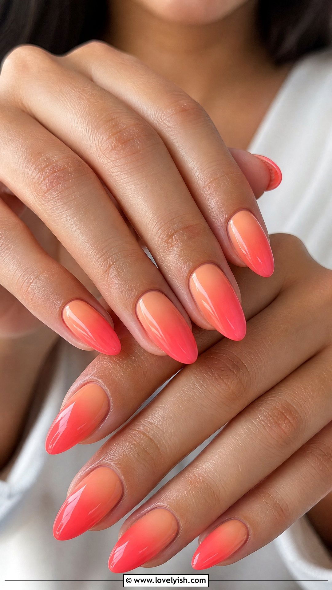 Coral Sunset Ombre Nails - 50 classy spring nail designs - 50 classy spring nail designs