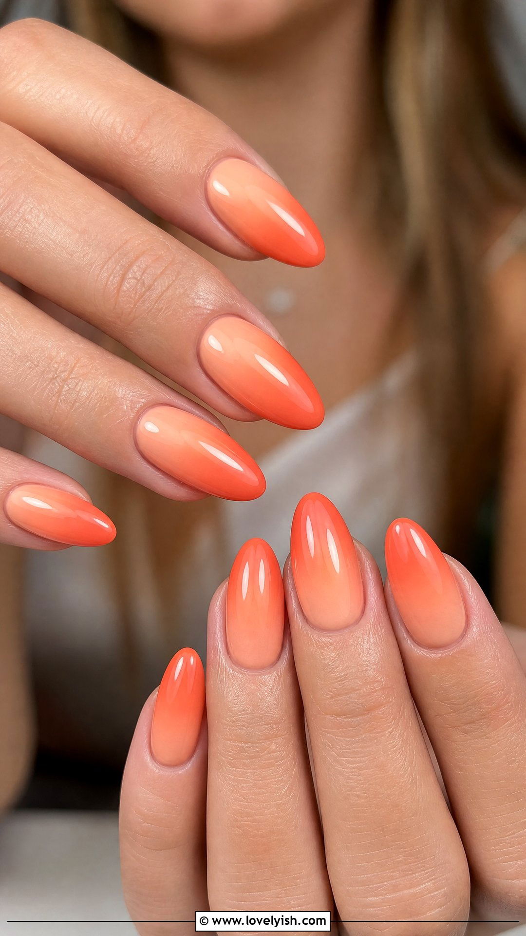 Coral Sunset Ombre Nails - 50 medium nails - 50 medium nails