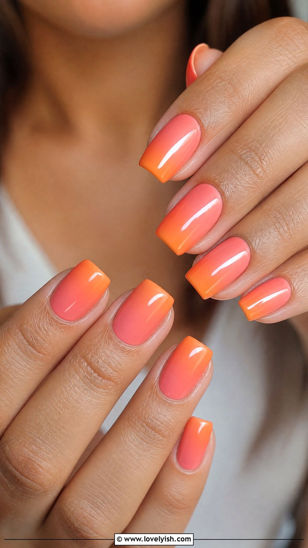 Coral Sunset Ombre Square Nails - 50 square nails - 50 square nails