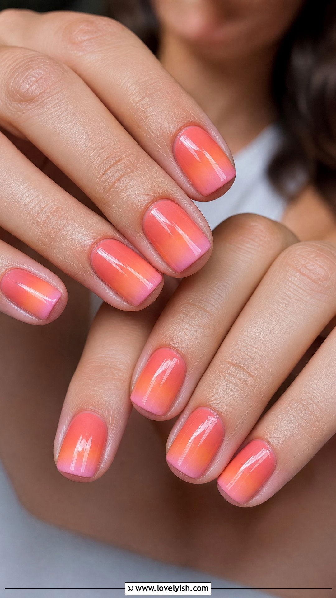 Coral Sunset Short Square Nails - 50 short square nails - 50 short square nails