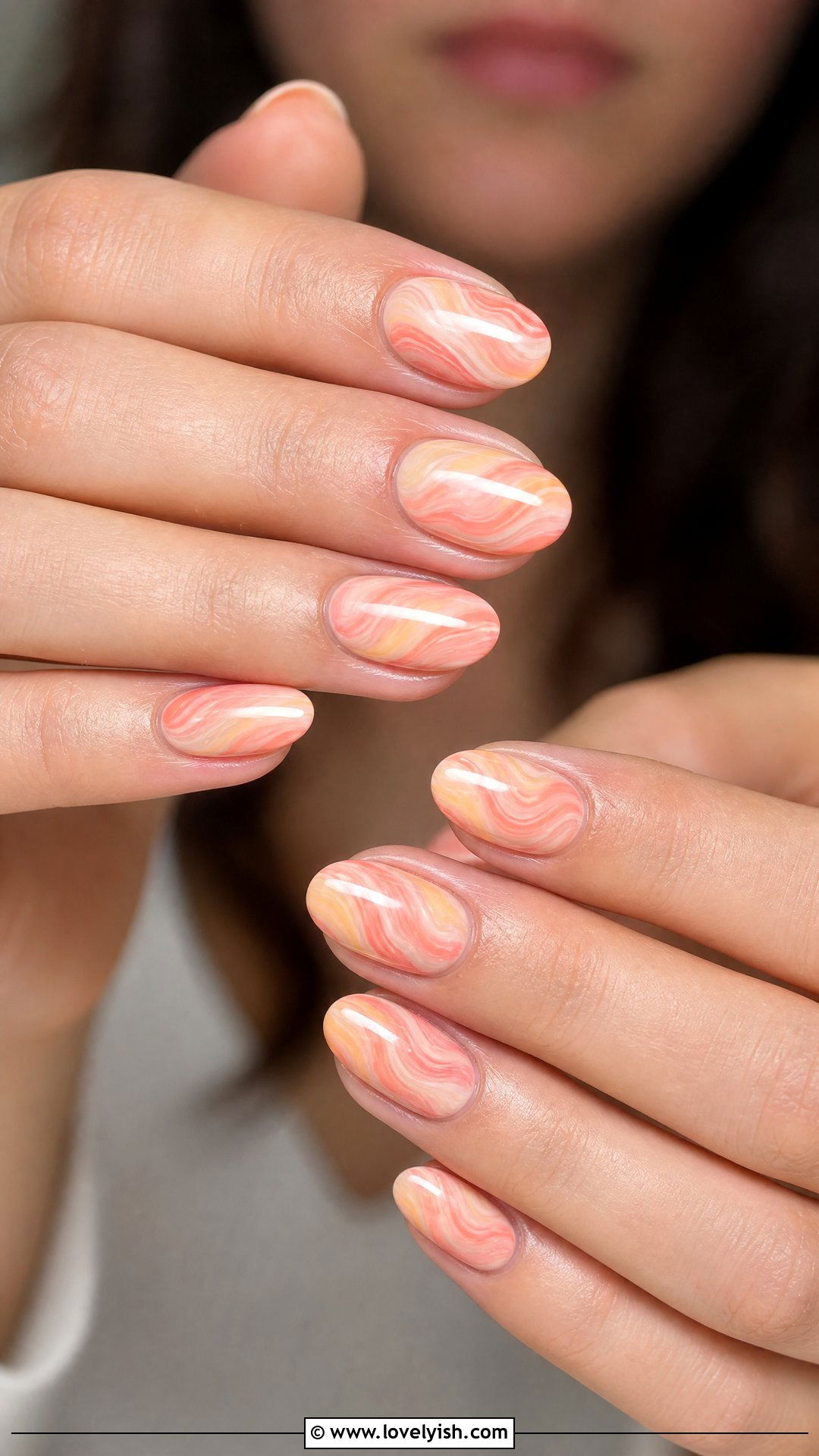 Coral Swirl Pastel Nails - 38 may nail ideas - 38 may nail ideas