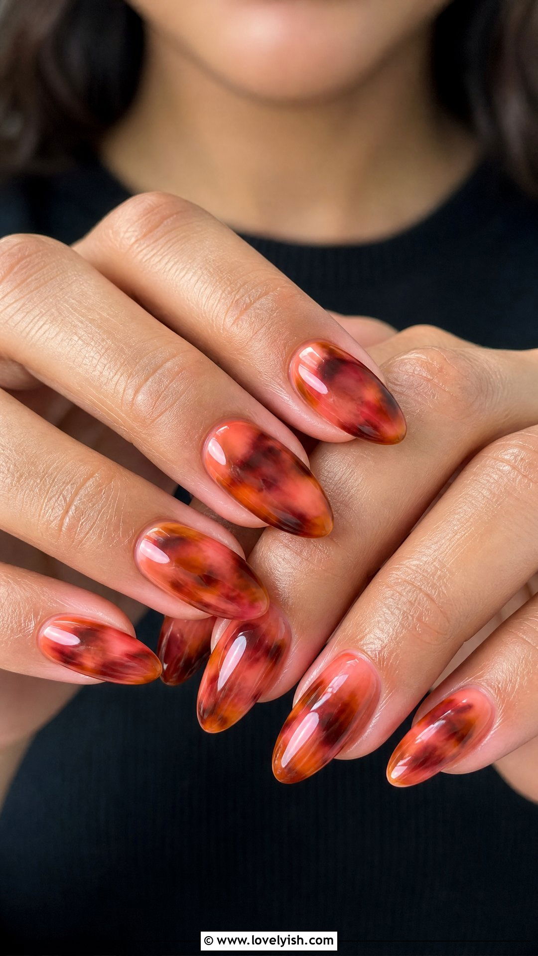 Coral Tortoiseshell Nails - 50 coral nail designs - 50 coral nail designs