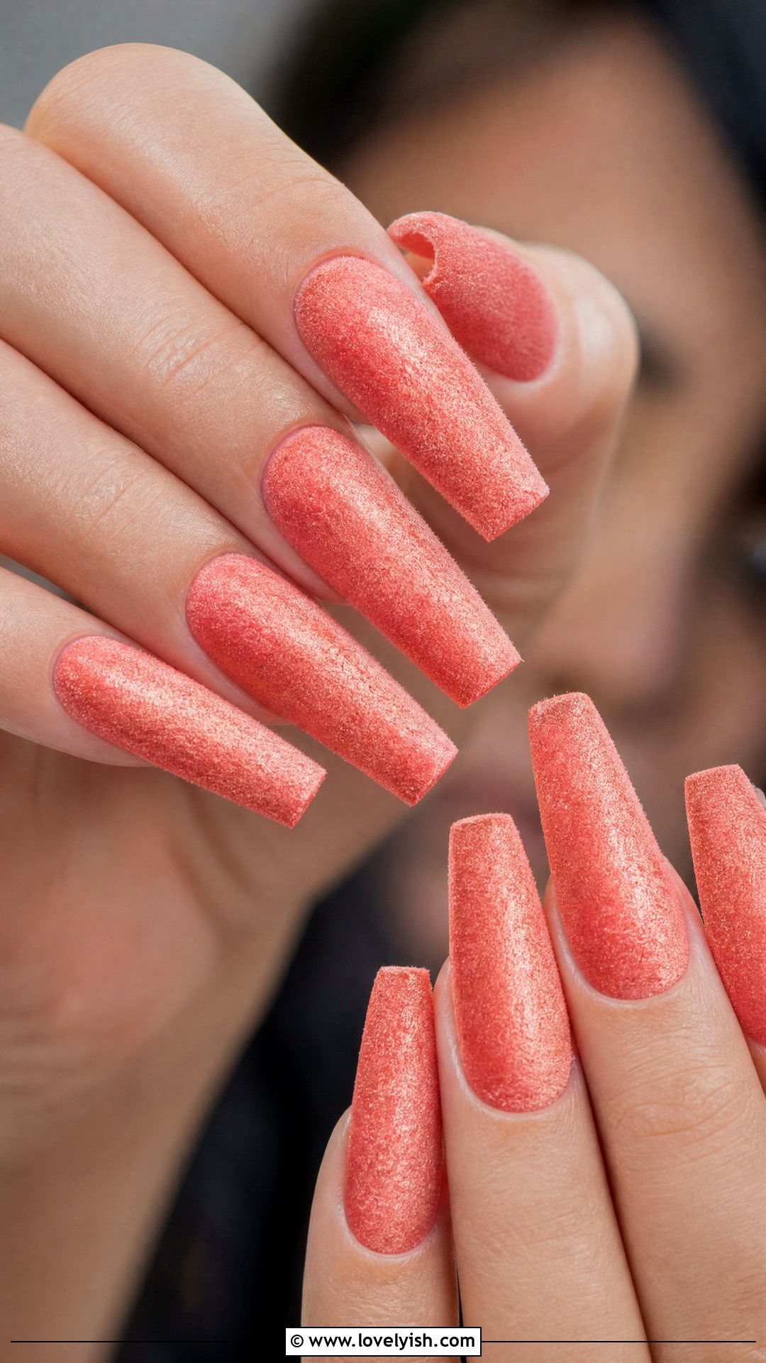 Coral Velvet Nails - 50 coral nail designs - 50 coral nail designs