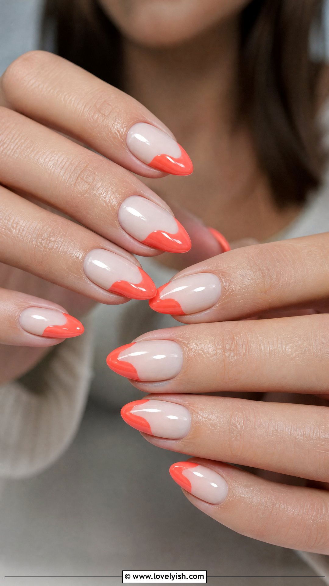 Coral Wave Tip Nails - 50 coral nail designs - 50 coral nail designs
