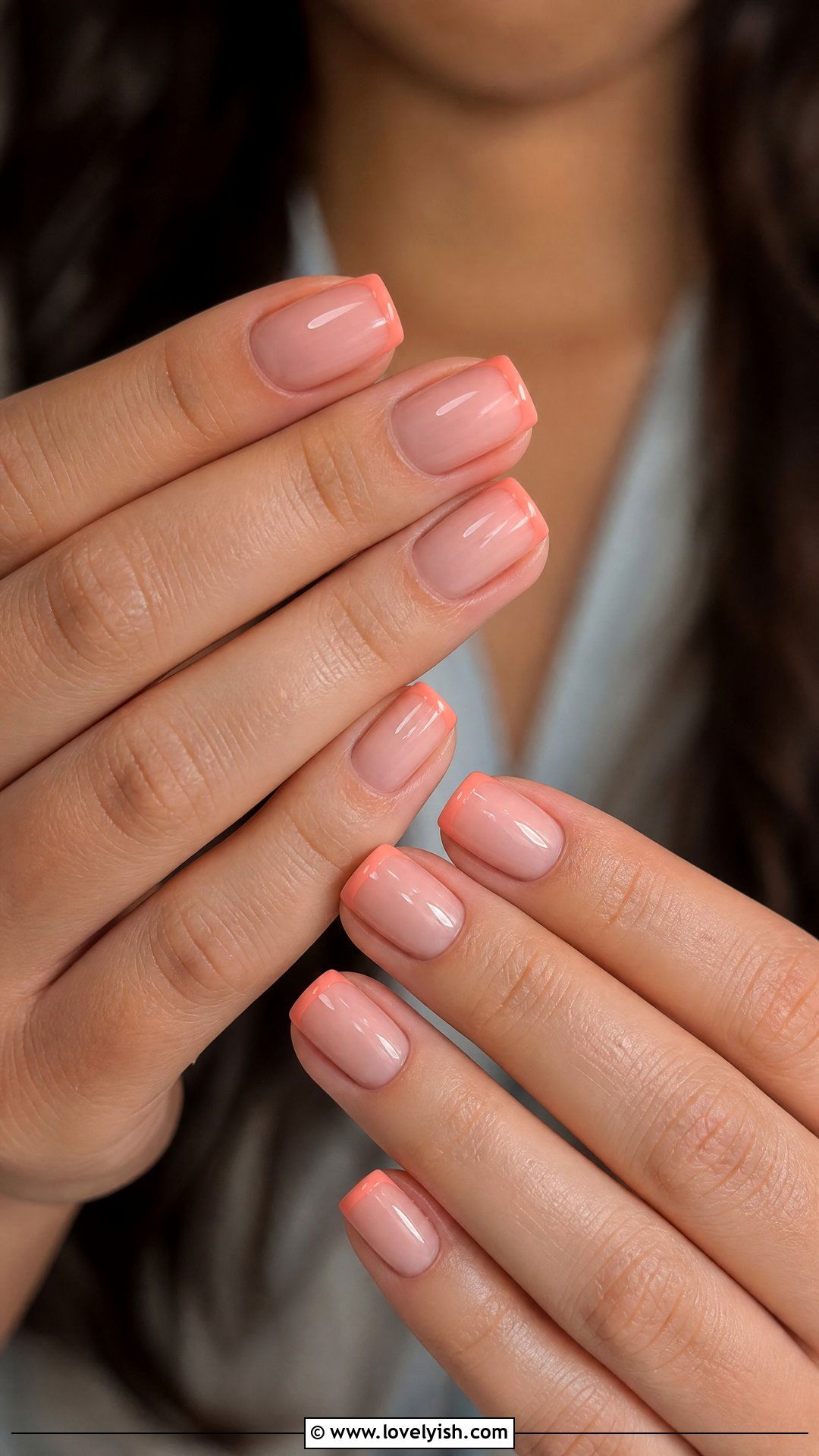 Coral and Nude French Nails - 50 coral nail designs - 50 coral nail designs