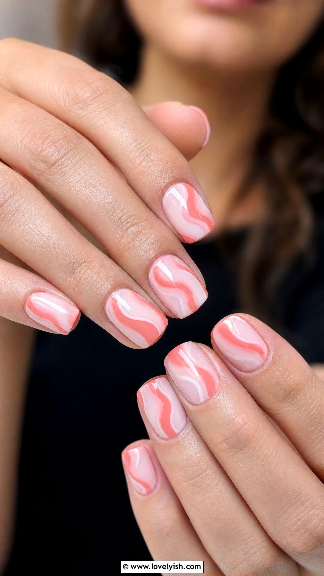 Coral and White Swirl Nails - 50 coral nail designs - 50 coral nail designs