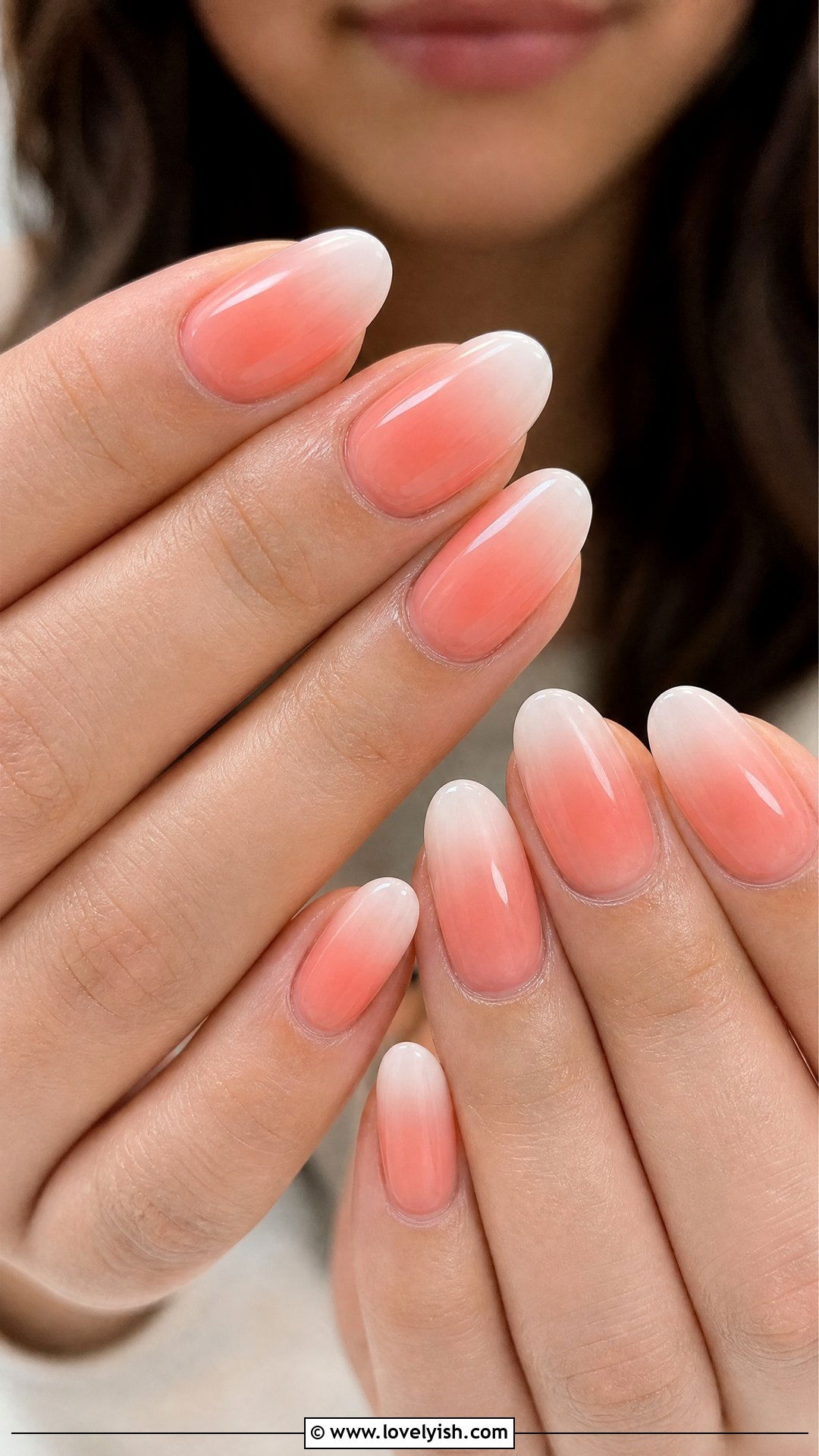 Coral to White Ombre French Nails - 50 ombre french nails - 50 ombre french nails