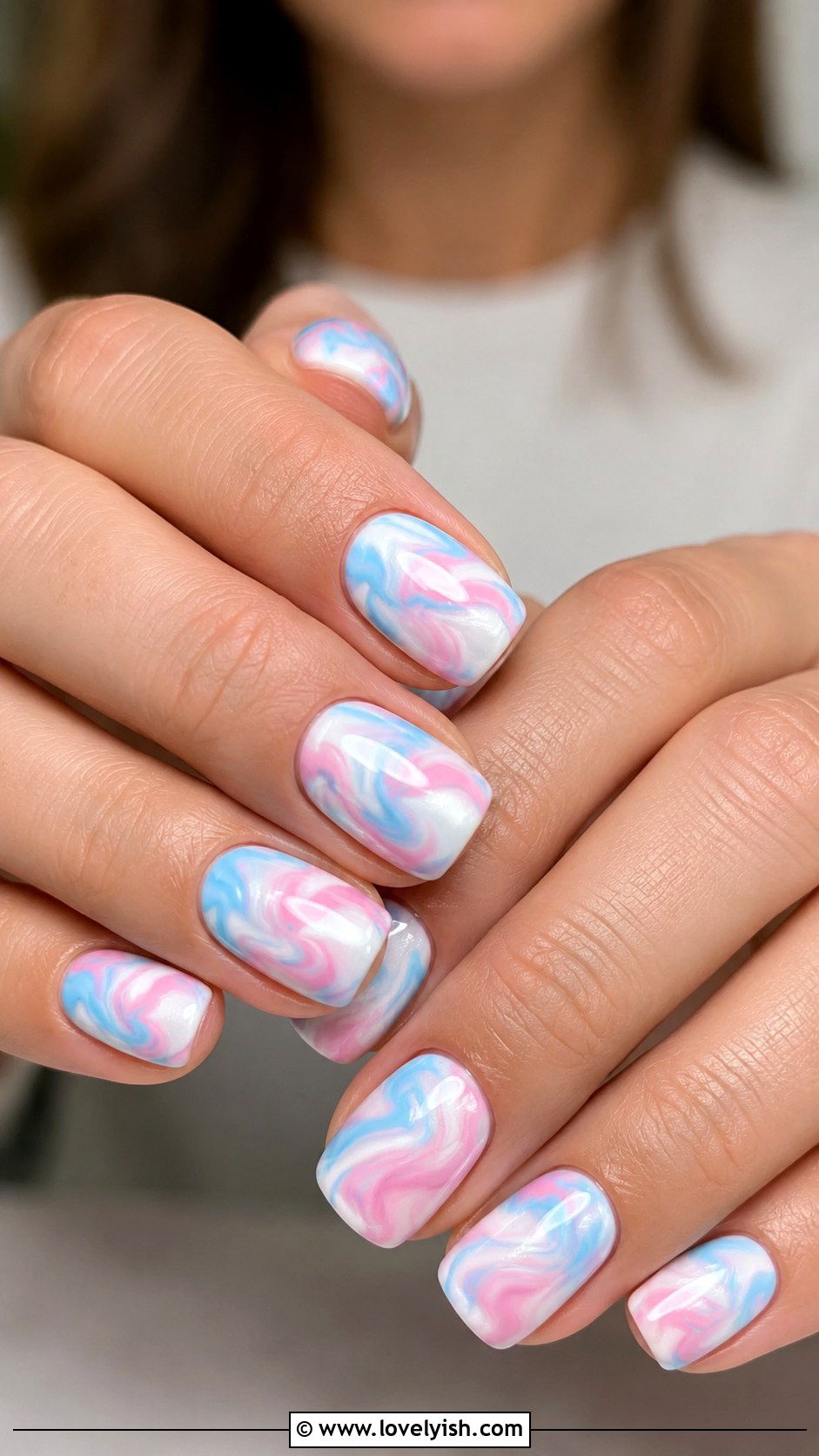 Cotton Candy Swirl Nail Design - 45 cute nail designs - 45 cute nail designs