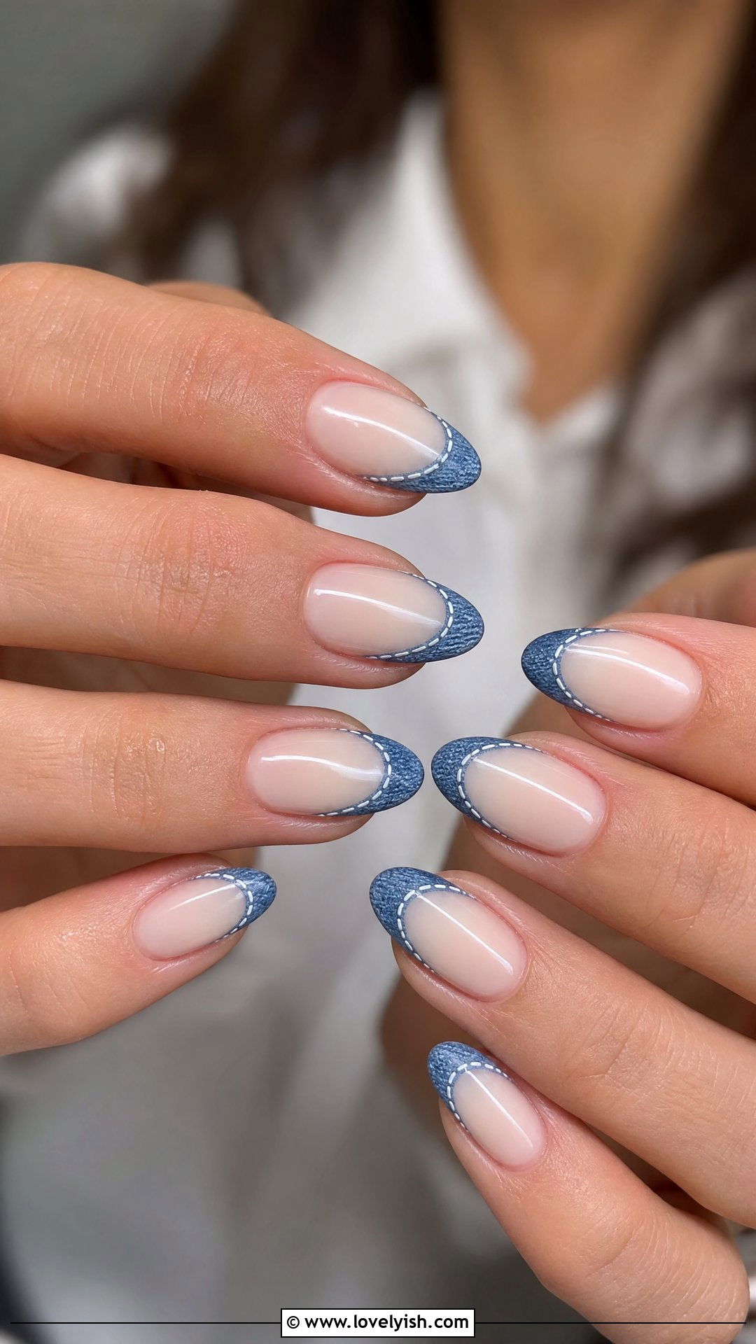 Country Denim Blue French Nails - 50 concert nails - 50 concert nails